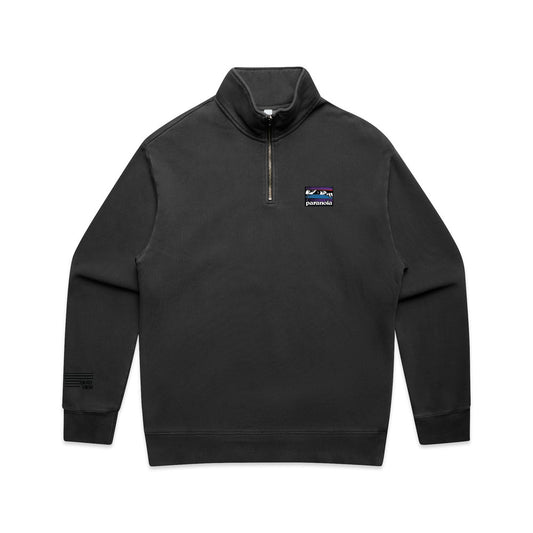 PARANOIA 1/4 ZIP SWEATER - FADED BLACK